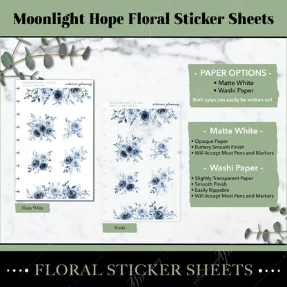 Artierior Planning Physical Item Floral Sticker Sheets | Moonlight Hope
