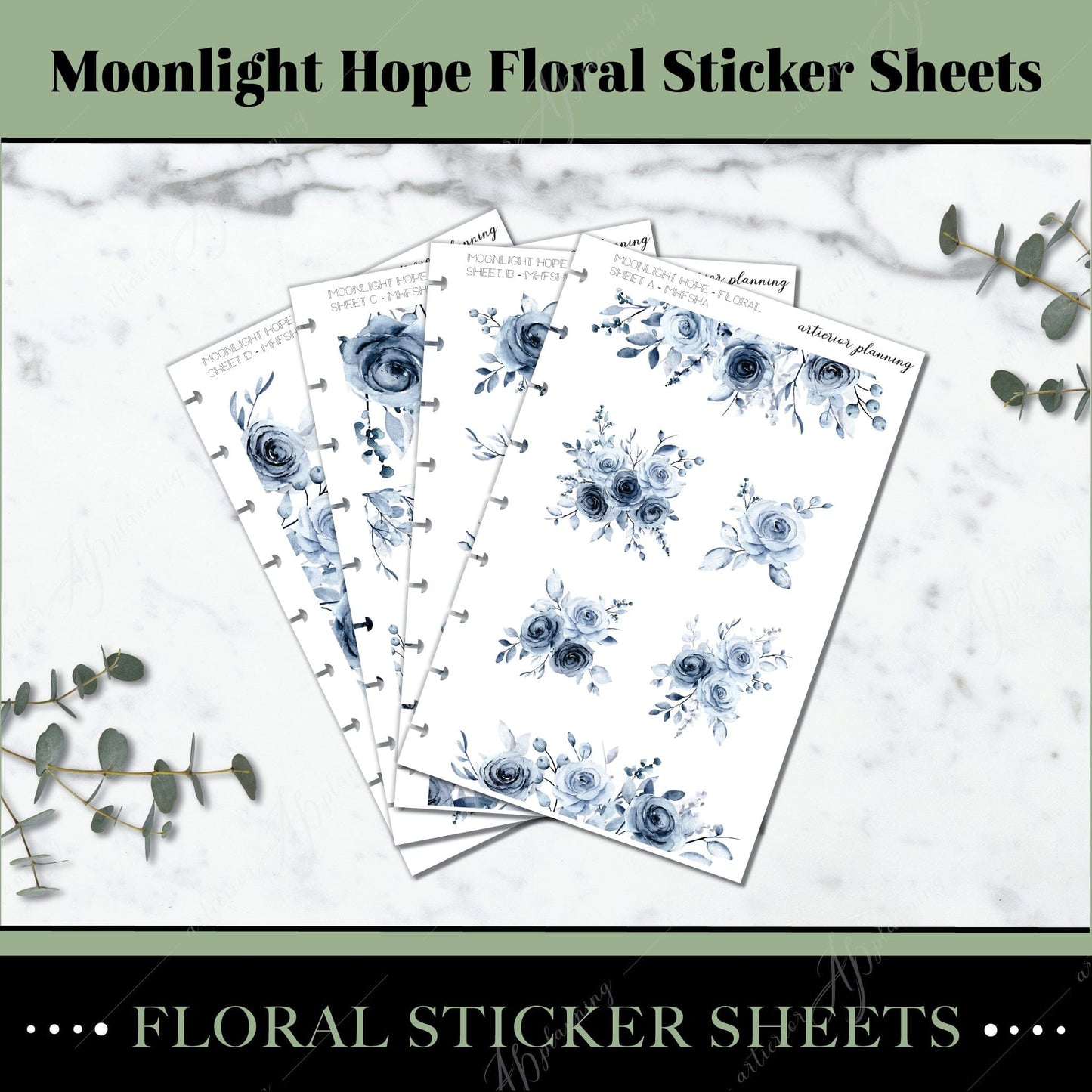 Artierior Planning Physical Item Floral Sticker Sheets | Moonlight Hope