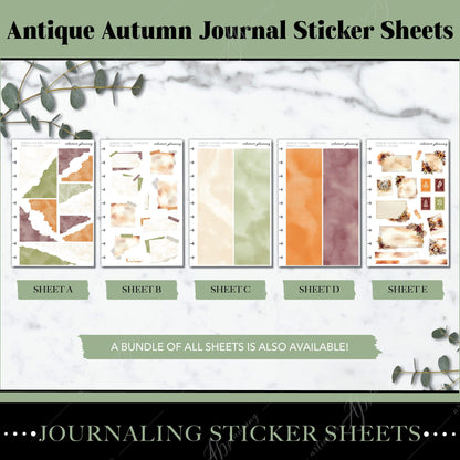Artierior Planning Physical Item Journal Sticker Sheets | Antique Autumn