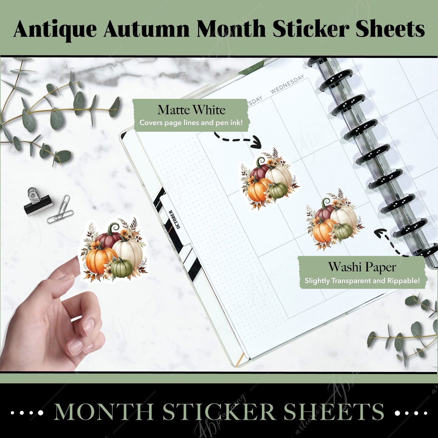 Artierior Planning Physical Item Monthly Sticker Sheets | Antique Autumn