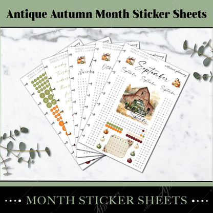 Artierior Planning Physical Item Monthly Sticker Sheets | Antique Autumn