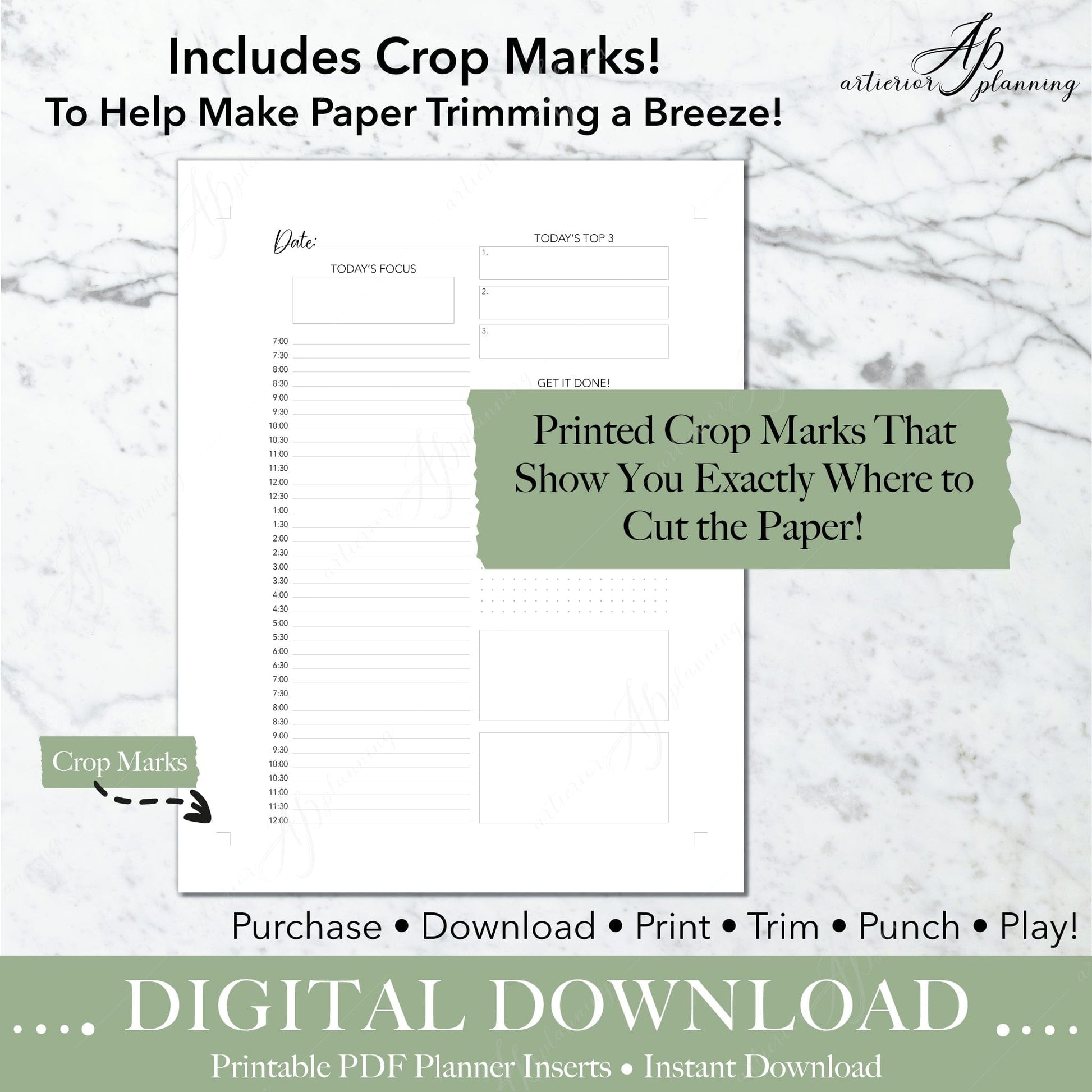 Artierior Planning Digital Download Daily | Undated Planner Insert | Neutral | Classic | Printable Digital Download DD-I-UDT-B-C