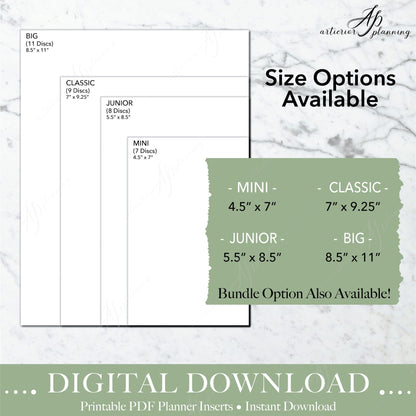 Black & White Spine Florals | Notes Filler Paper | Planner Inserts | Digital Download - Artierior Planning