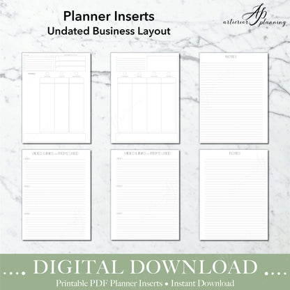 Business Layout | Undated Planner Inserts | Neutral | Filler Paper | Printable Digital Download - Artierior Planning